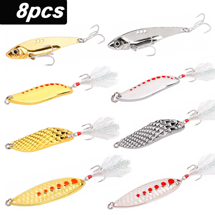 8PCS/Set Lure Metal Spinner Sp - Fishing Hook Treble recension och pris