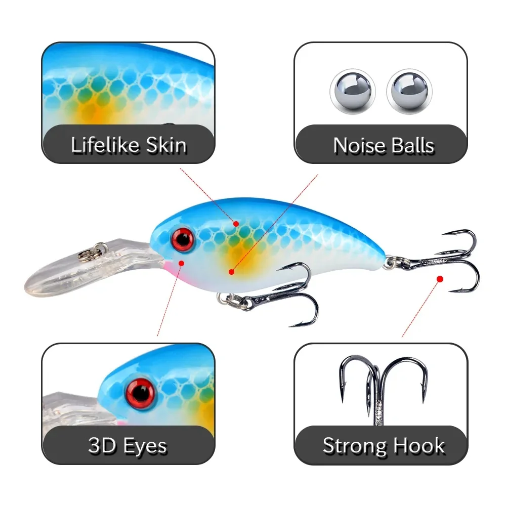 7Pcs Crankbait Fishing Lure Fl - Fishing Hook Treble recension och pris