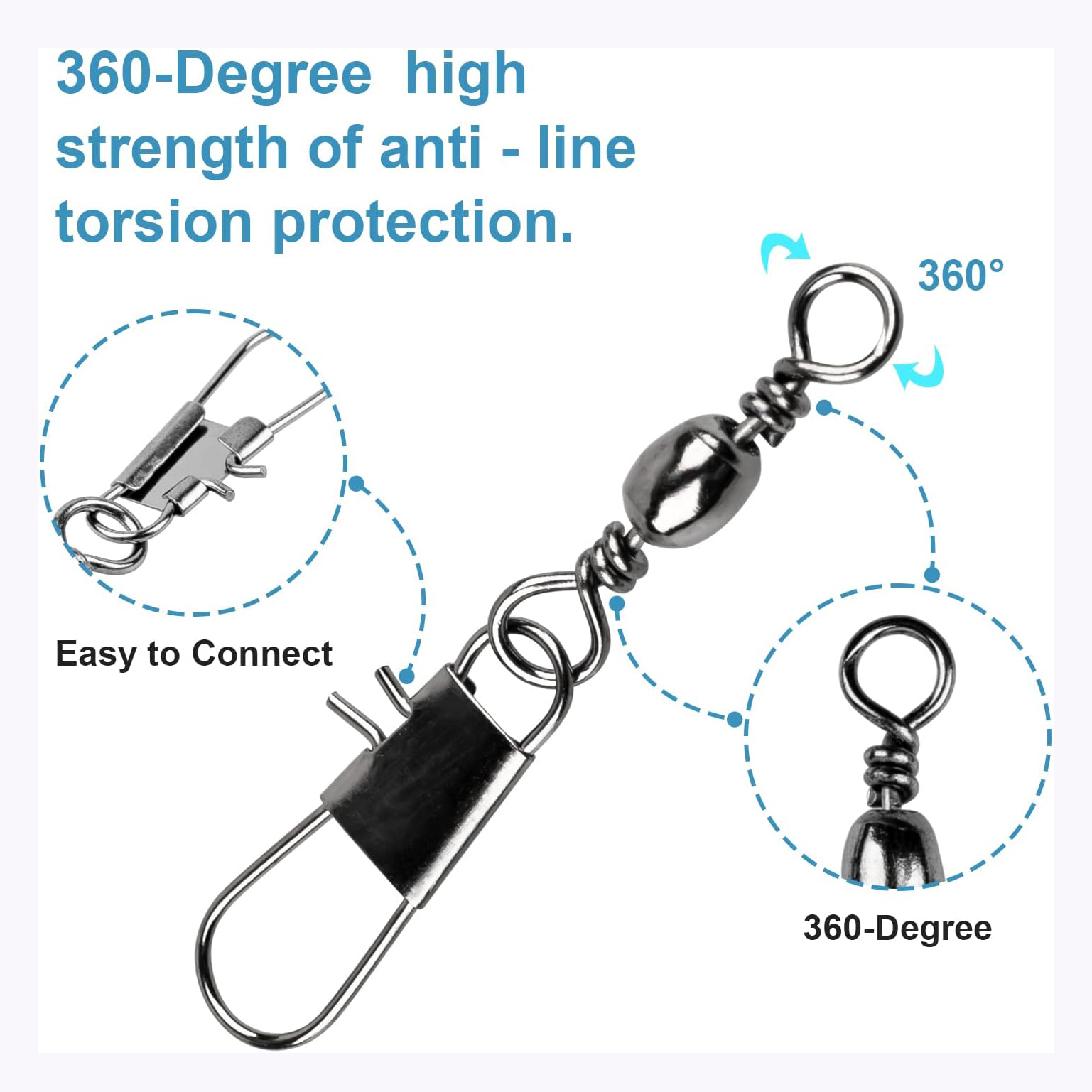 100Pcs/Lot 4#6#8#10#12# Swivel - Fishing Hook Stainless Steel recension och pris
