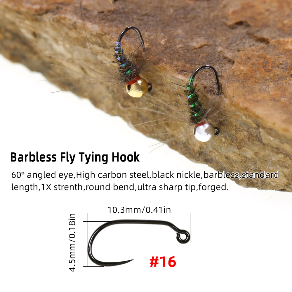 4pcs #16 Tungsten Beadhead CDC - Fishing Hook Barbless recension och pris