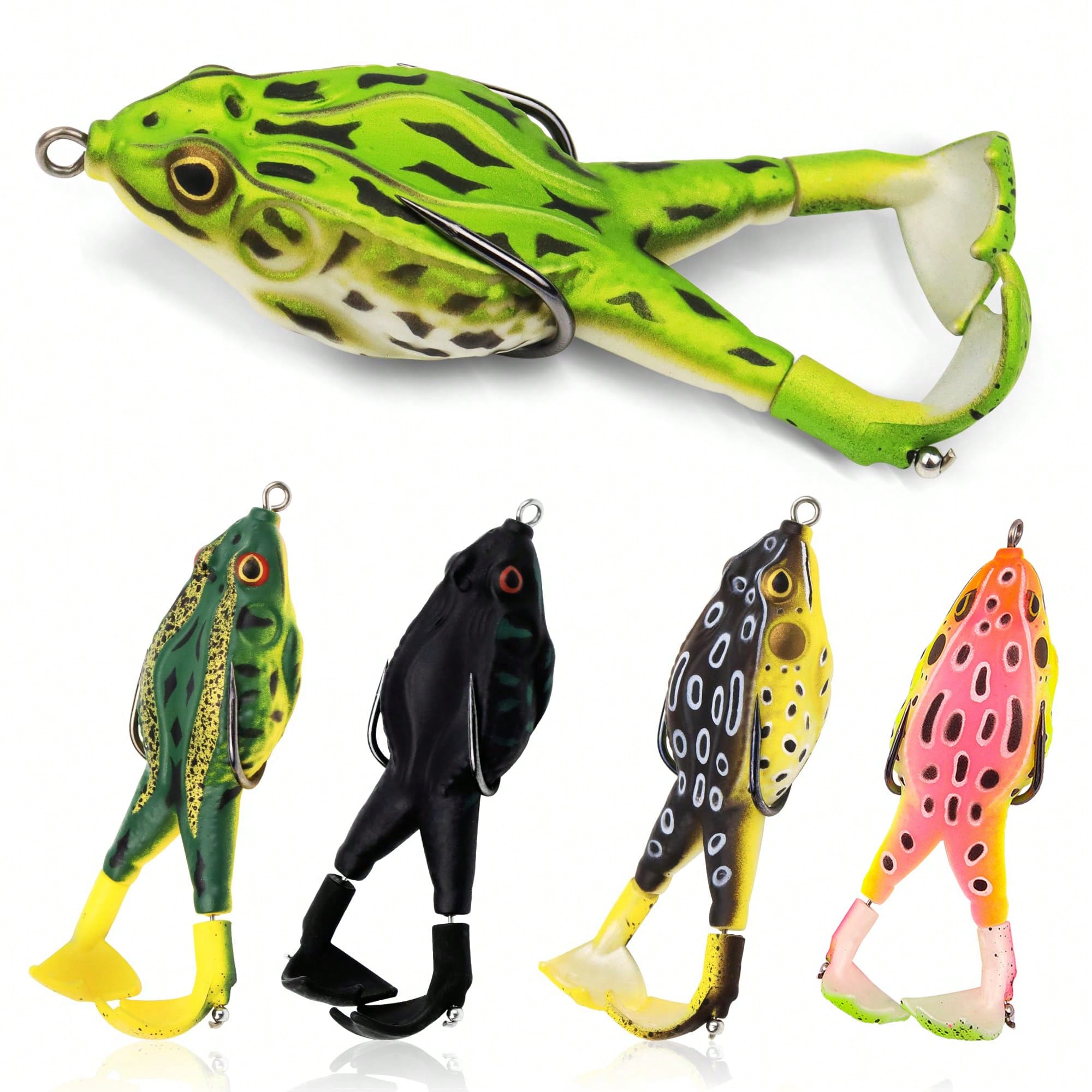 5pcs Water Soft Frog Bass Fish - Fishing Hook Weedless recension och pris
