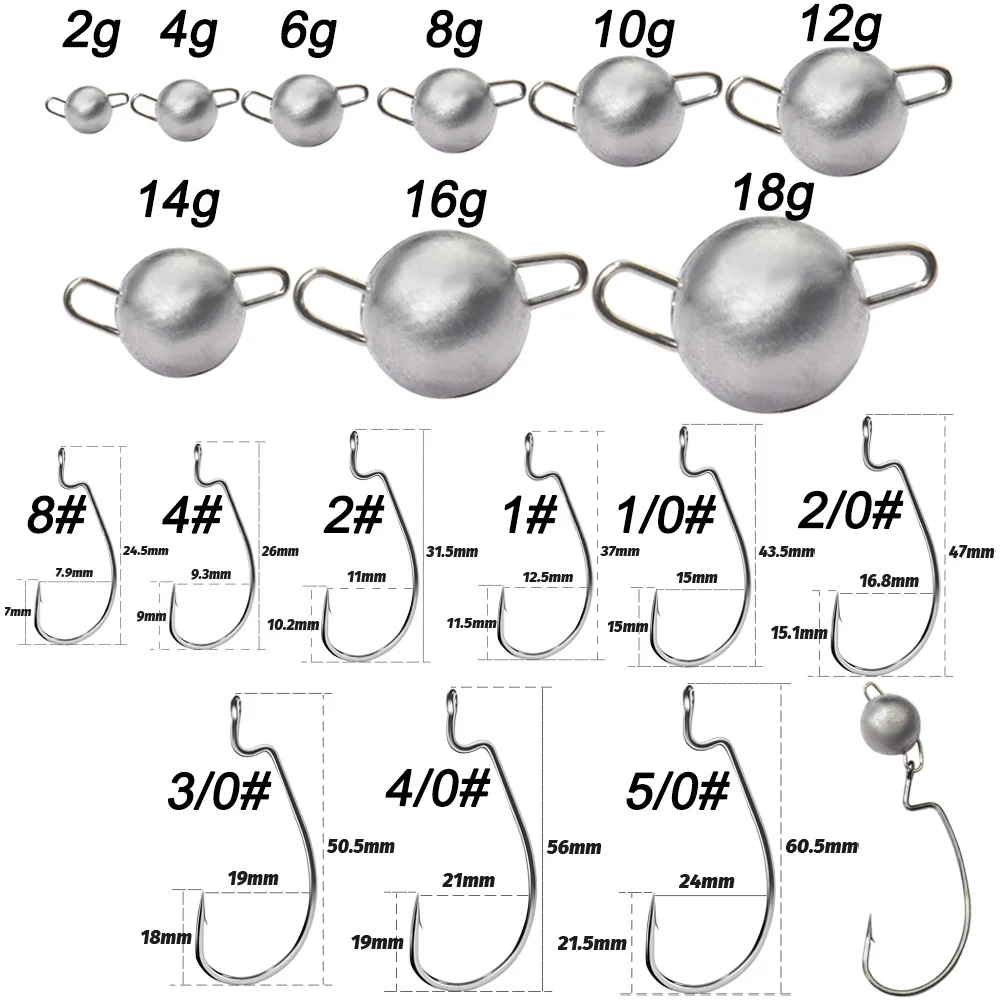 5Pcs Metal Jig Head Worm Hooks - Fishing Hook Weedless recension och pris