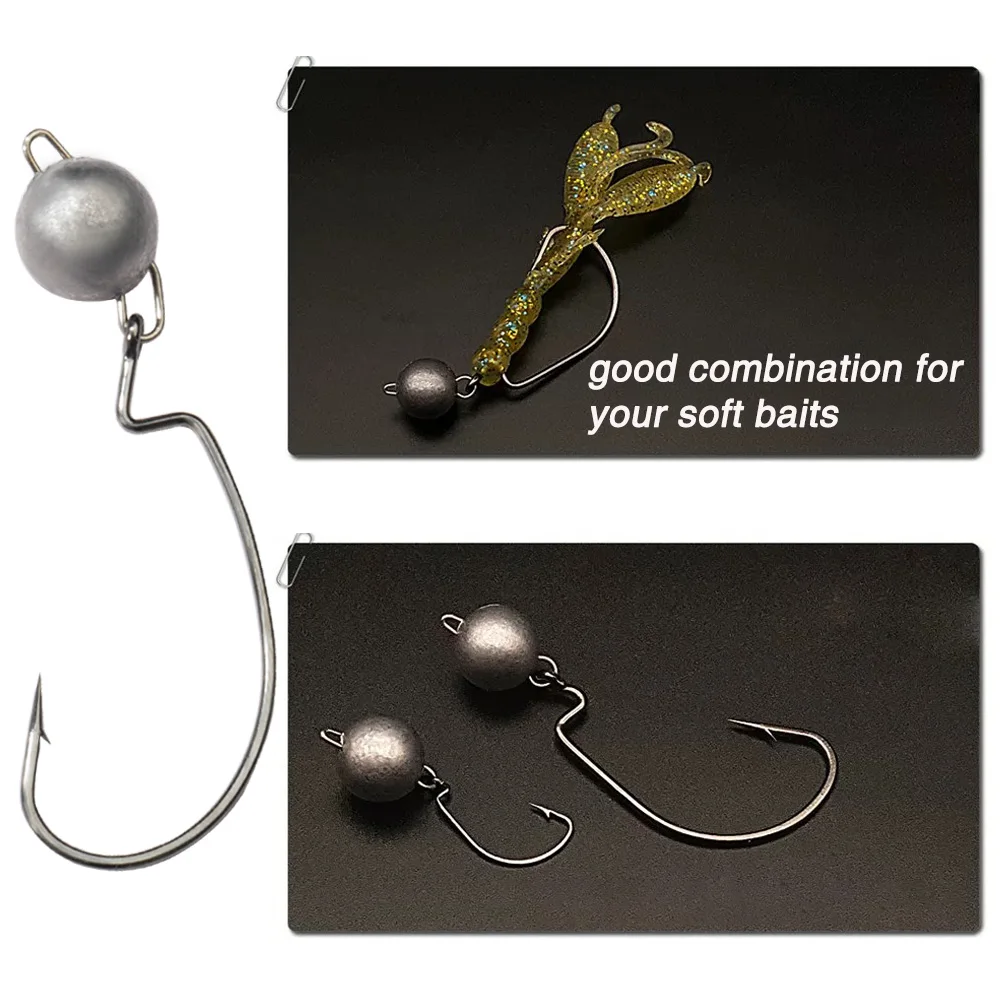 5Pcs Metal Jig Head Worm Hooks - Fishing Hook Weedless recension och pris