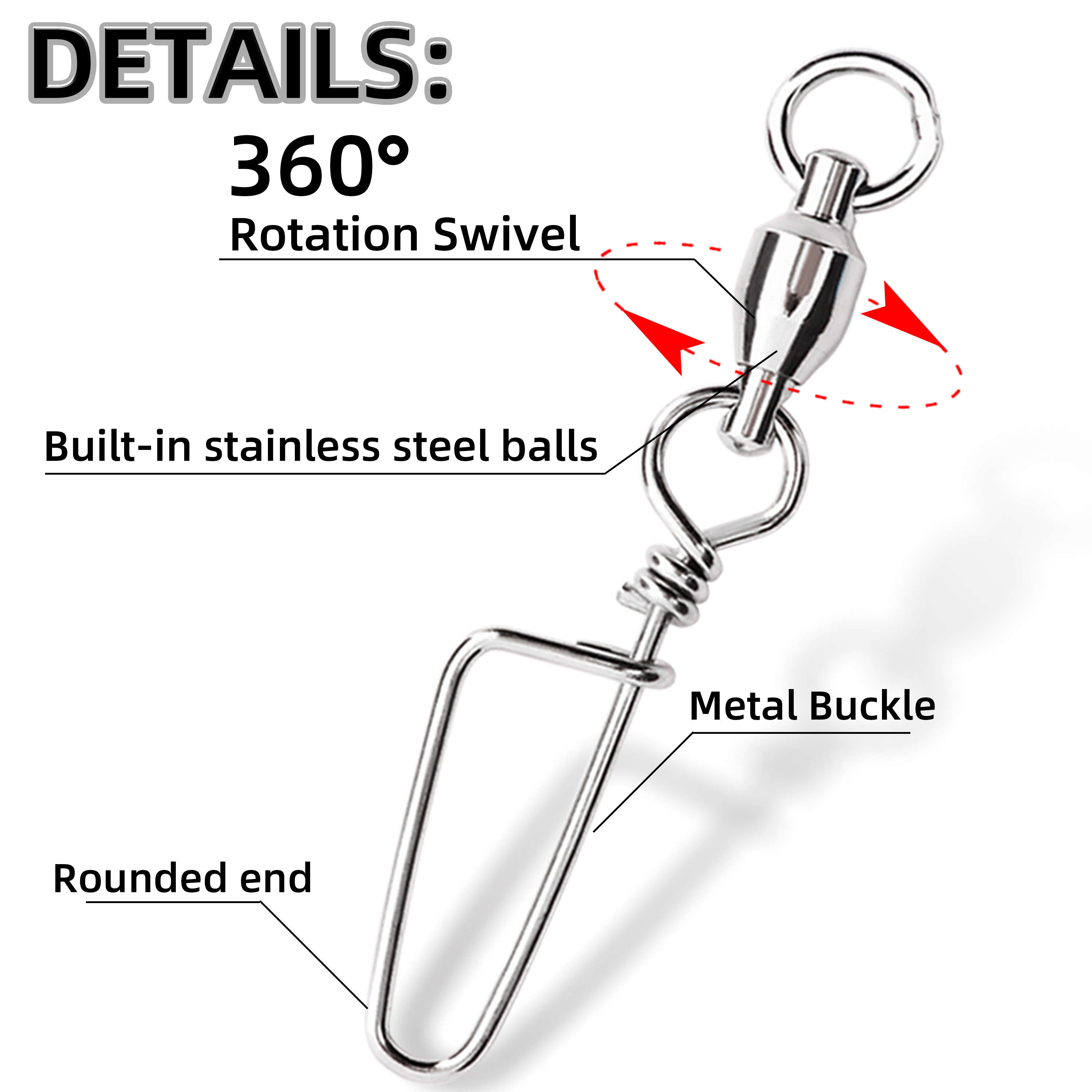 50pcs Fishing Ball Bearing Swi - Fishing Hook Stainless Steel recension och pris